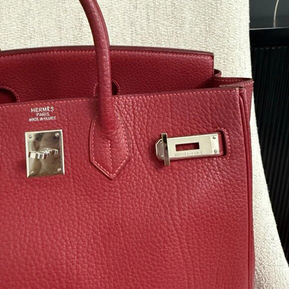 Authentic Birkin HAC 32 Haut à Courroies Fjord leather framboise satchel - Picture 3 of 13